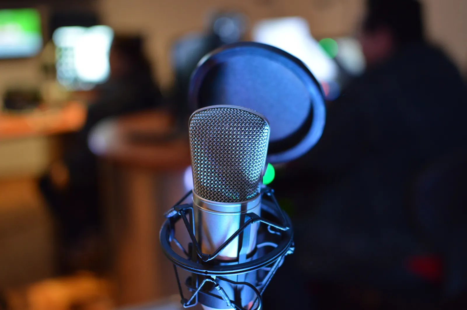 Close-up of a microphone in a professional recording studio in Cancún, Mexico